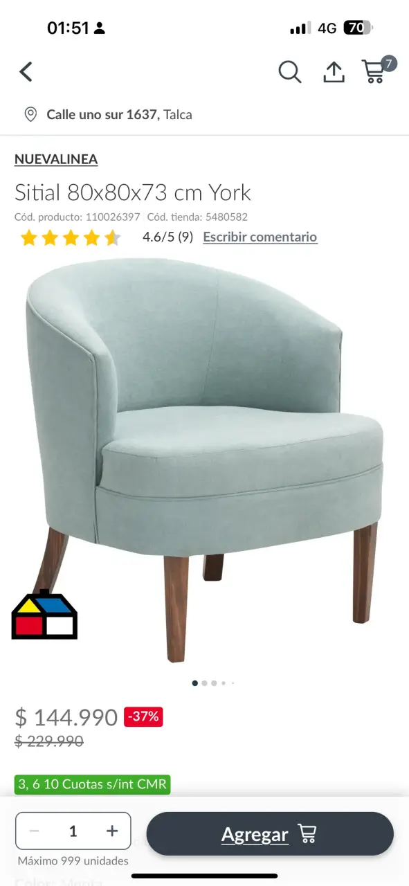 Sitial York 80x80x73 cm color menta - 3