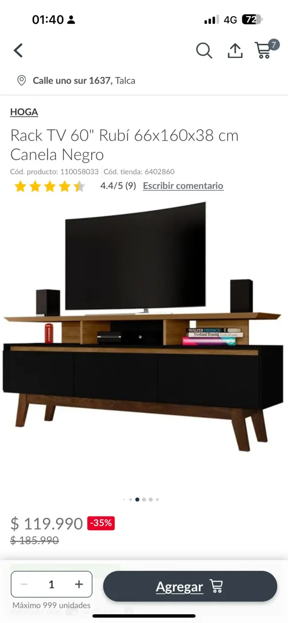 Rack de TV Hoga Rubí 60 pulgadas Canela Negro - 1