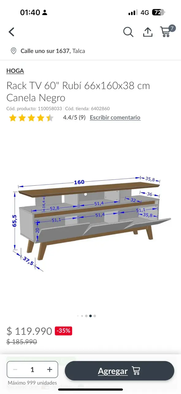 Rack de TV Hoga Rubí 60 pulgadas Canela Negro - 2