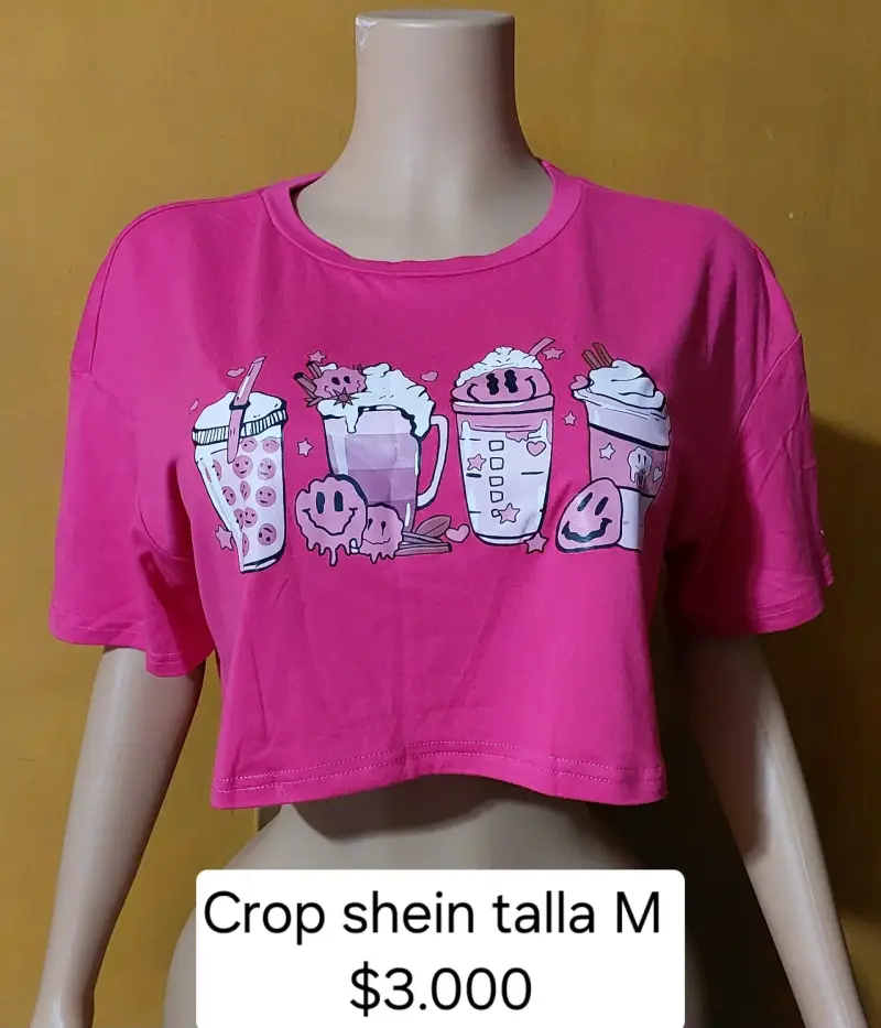 Crop top rosa Shein con estampado divertido - 1