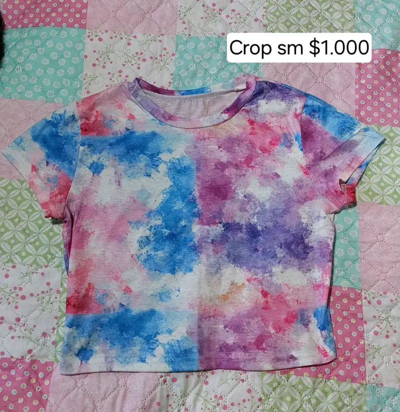 Polera crop tie-dye multicolor para mujer - 1