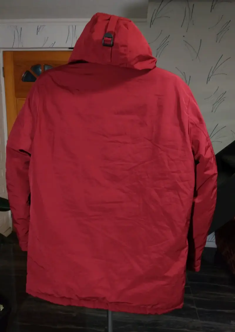 Parka roja con capucha para mujer repelente al agu - 4