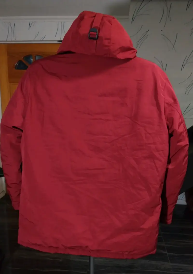 Parka roja con capucha para mujer repelente al agu - 6