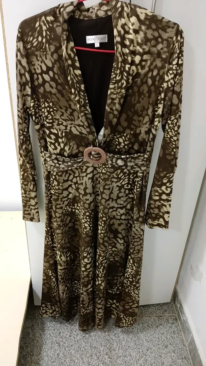 Vestido largo estampado animal print Mode Bravo - 1
