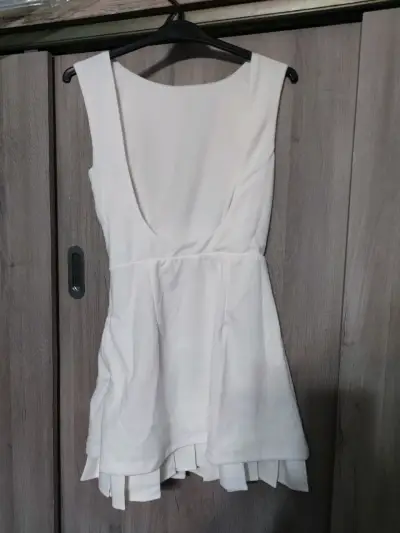 Vestido Novia corto blanco elegante para mujer - miniatura 4