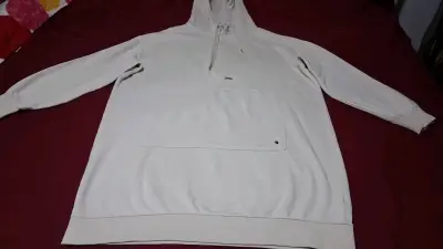 Vestido sudadera beige con capucha para mujer - miniatura 2