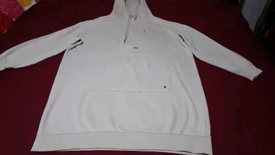 Vestido sudadera beige con capucha para mujer - miniatura 3