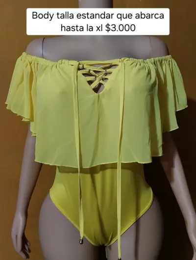 Body amarillo talla estándar off-shoulder - miniatura 1
