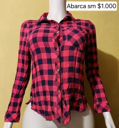 Camisa a cuadros roja y negra para mujer - miniatura 1