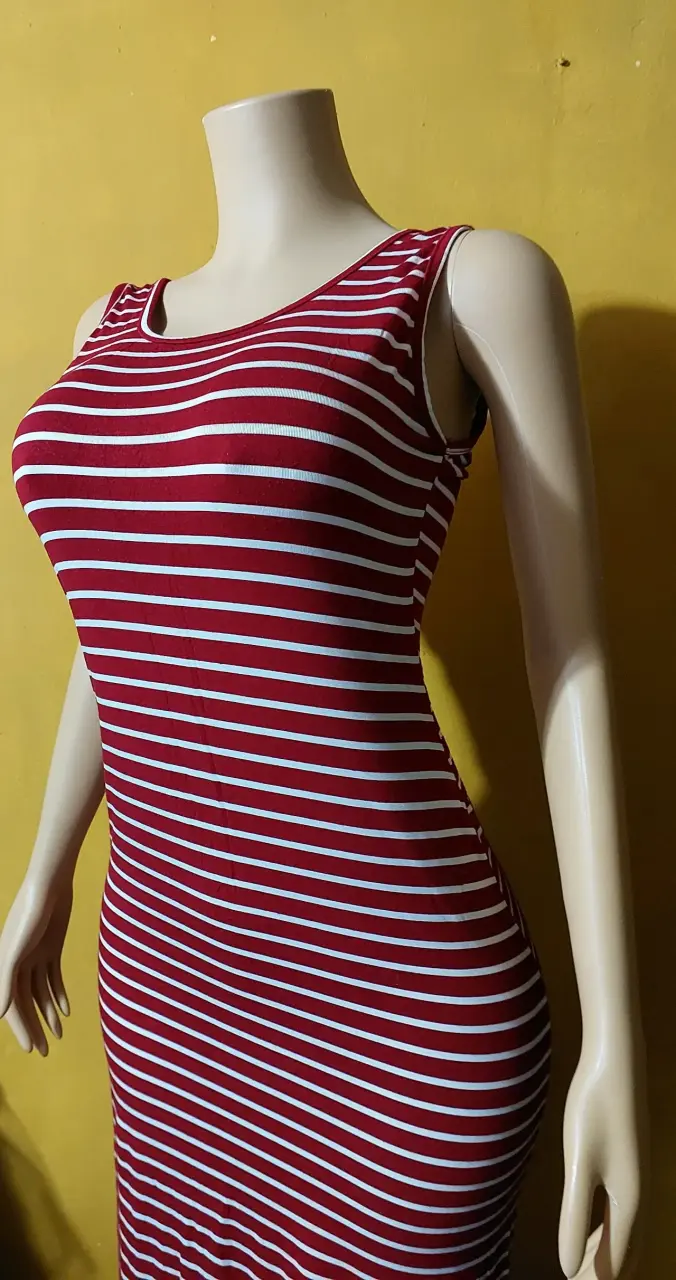 Vestido largo a rayas rojo y blanco - 2