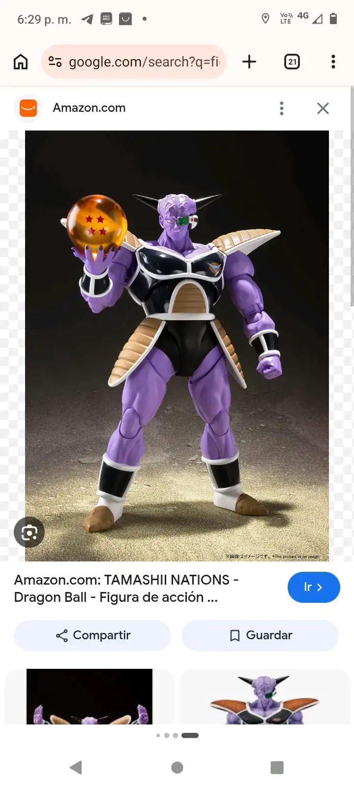 Figura de acción Dragon Ball Ginyu con esfera del dragón