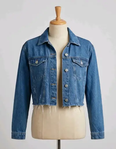 Chaqueta de mezclilla azul para mujer - miniatura 3