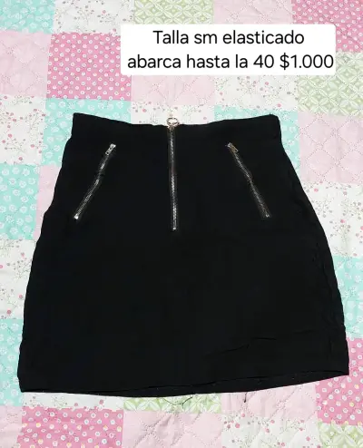 Falda negra elástica con cierre decorativo - miniatura 1