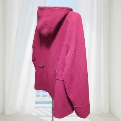 Abrigo de mujer con capucha color burdeos - miniatura 5