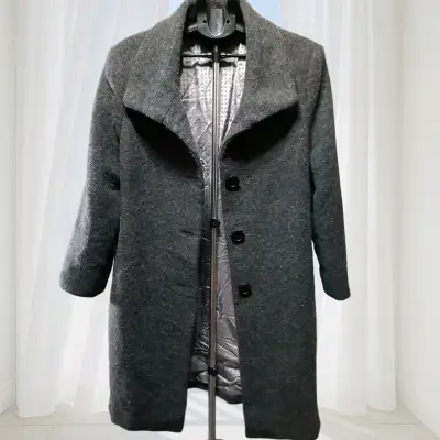 Abrigo de lana gris para mujer - miniatura 1
