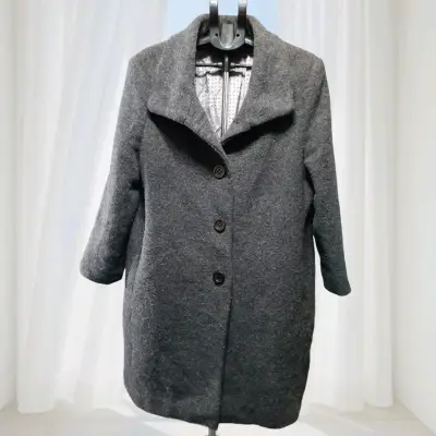 Abrigo de lana gris para mujer - miniatura 2