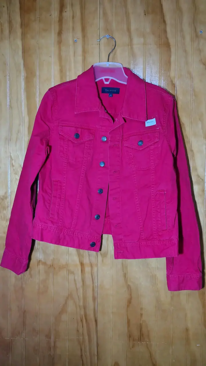 Chaqueta de mezclilla roja Talbots para mujer