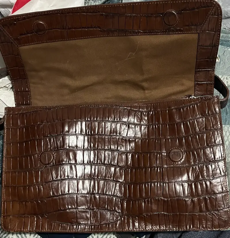 Cartera de cuero marrón estilo cocodrilo NUEVA - 3