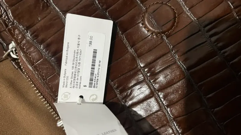 Cartera de cuero marrón estilo cocodrilo NUEVA - 5