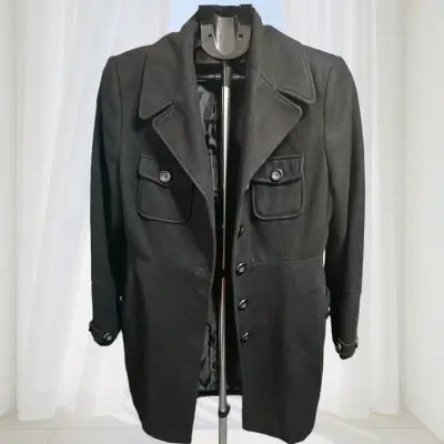 Abrigo negro elegante para mujer - miniatura 1