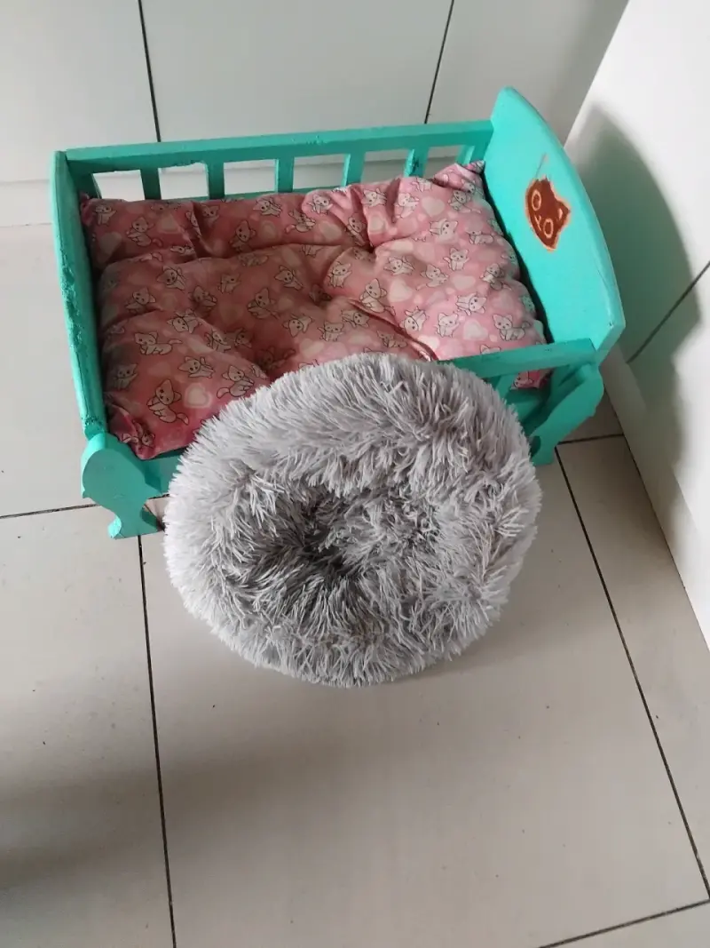 Cama de madera para mascotas con cojín - 3