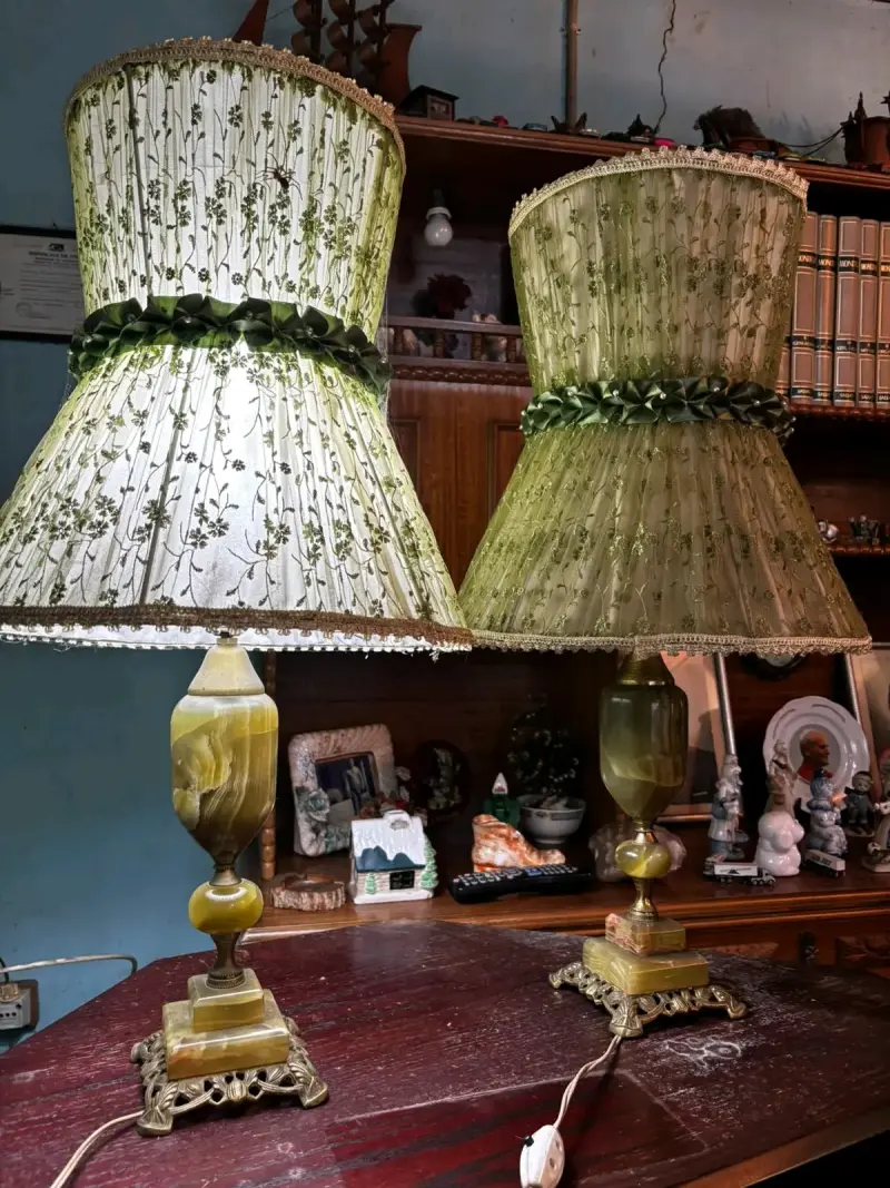 Lámparas de mesa vintage con base de ónix - 1