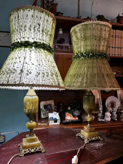 Lámparas de mesa vintage con base de ónix - miniatura 1