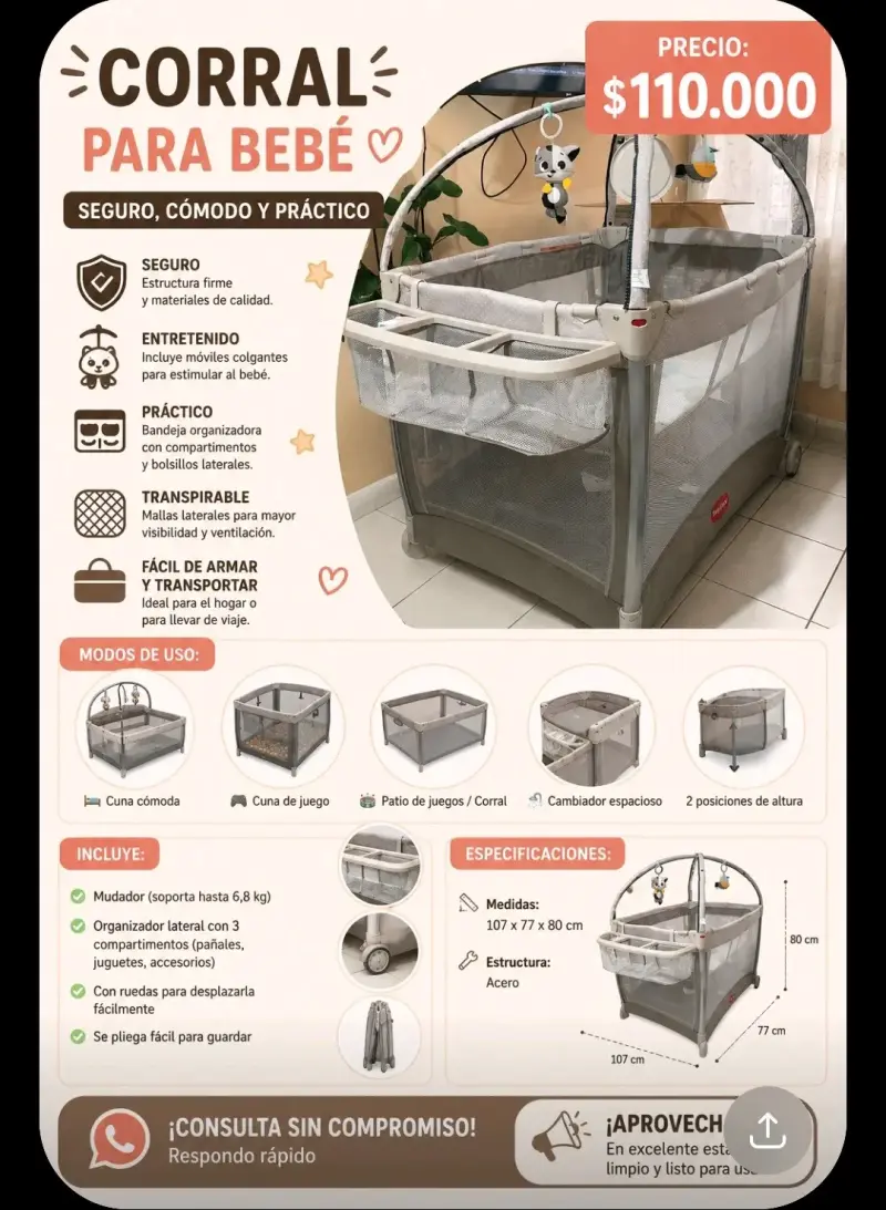 Corral para bebé seguro y práctico