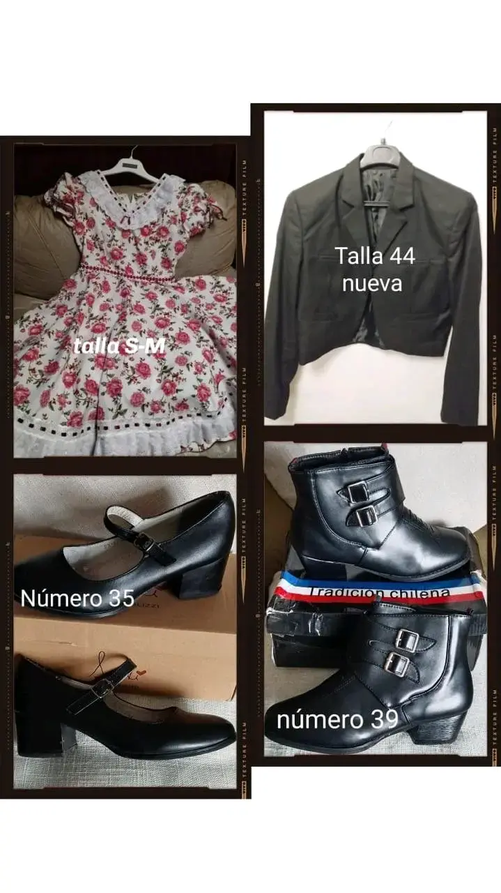 Vestido floral talla S-M con zapatos y chaqueta