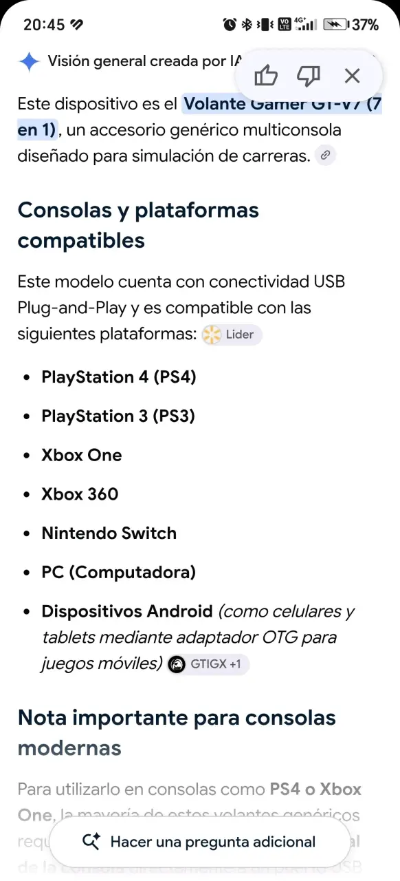 Volante Gamer G1-V7 con Pedales para Simulación - 4