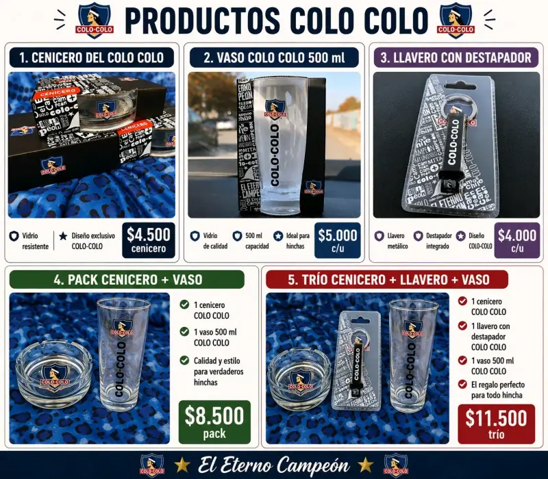 Vaso y cenicero Colo-Colo con diseño exclusivo - 6