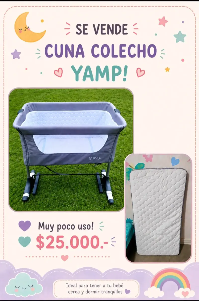 Cuna colecho gris Yamp en buen estado