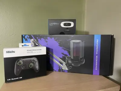 Set de micrófono, webcam y control 8BitDo - miniatura 1