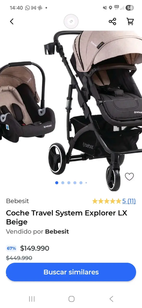 Coche de bebé Bebesit color beige - 6