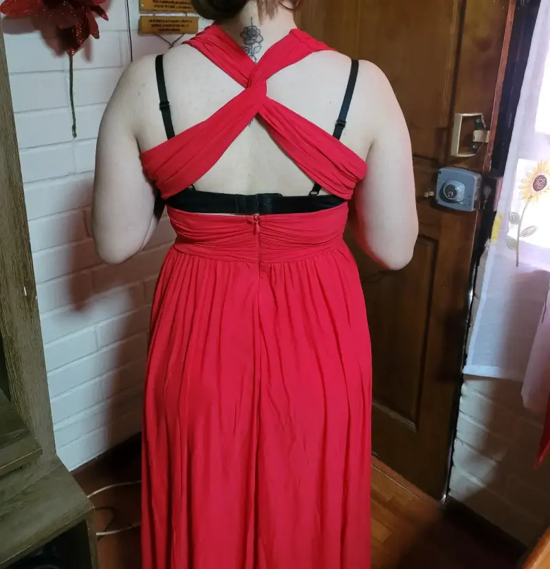 Vestido largo rojo con abertura lateral - 5