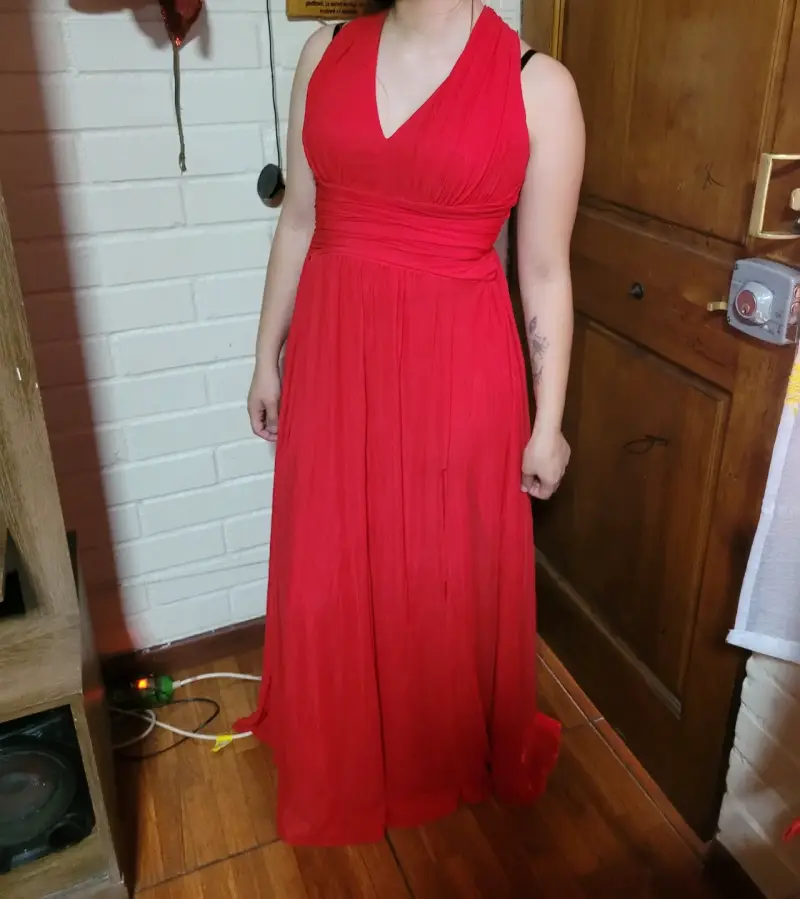 Vestido largo rojo con abertura lateral - 6
