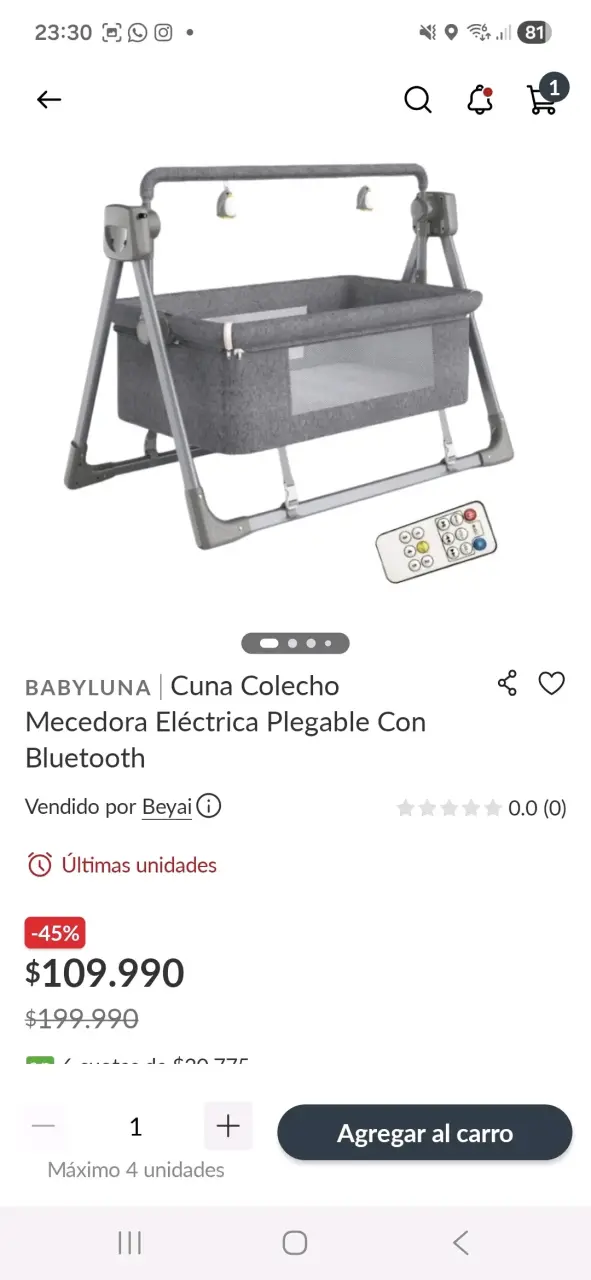 Cuna mecedora para bebé con control remoto - 5