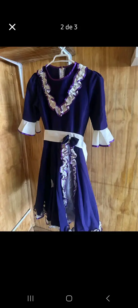Vestido de Huasa Chilena Morado con Encajes - 2