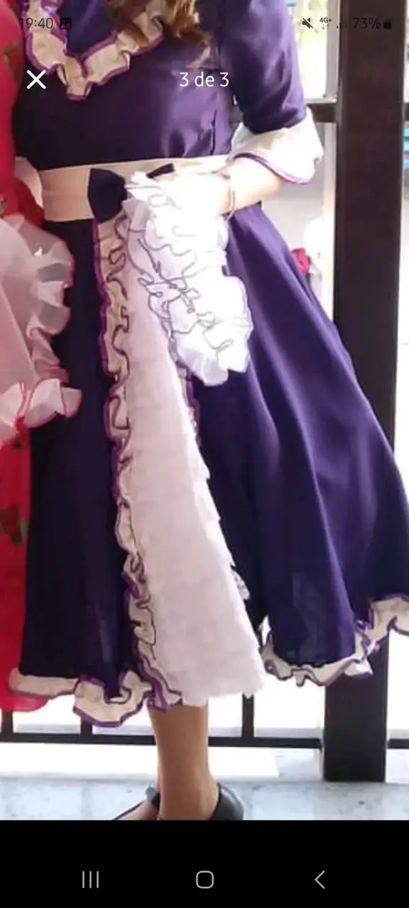 Vestido de Huasa Chilena Morado con Encajes - 3