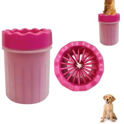 Limpiador de patas para perros portátil rosa - miniatura 1