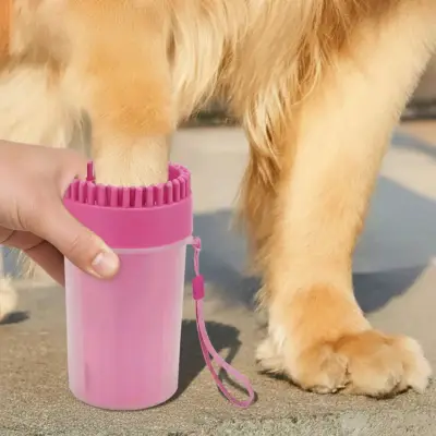 Limpiador de patas para perros portátil rosa - miniatura 3