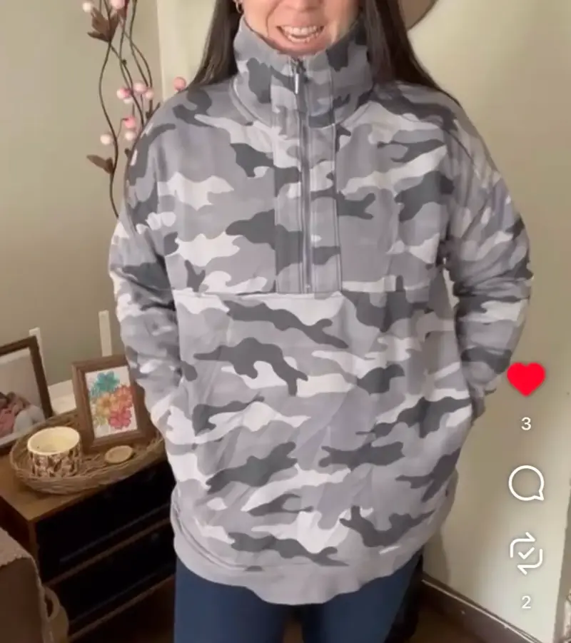 Polerón camuflado gris para mujer - 1