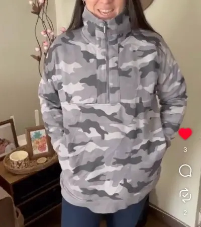 Polerón camuflado gris para mujer - miniatura 1
