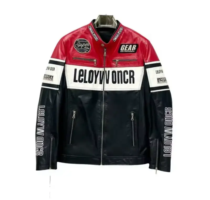 🔥 Chaqueta Biker de Cuero Genuino Negra y Blanca – - 2