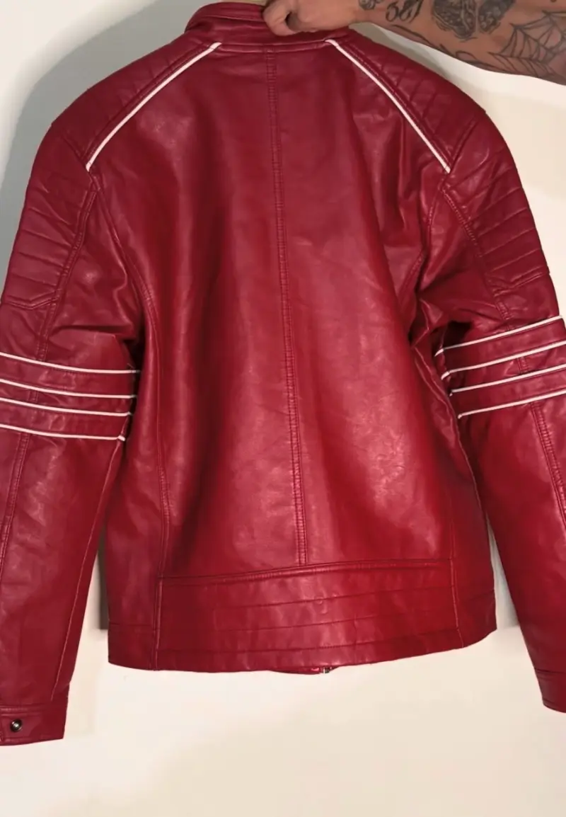 🔥 Chaqueta Biker de Cuero Genuino Negra y Blanca – - 6