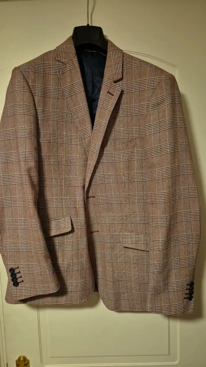 Blazer de lana a cuadros marrón para hombre