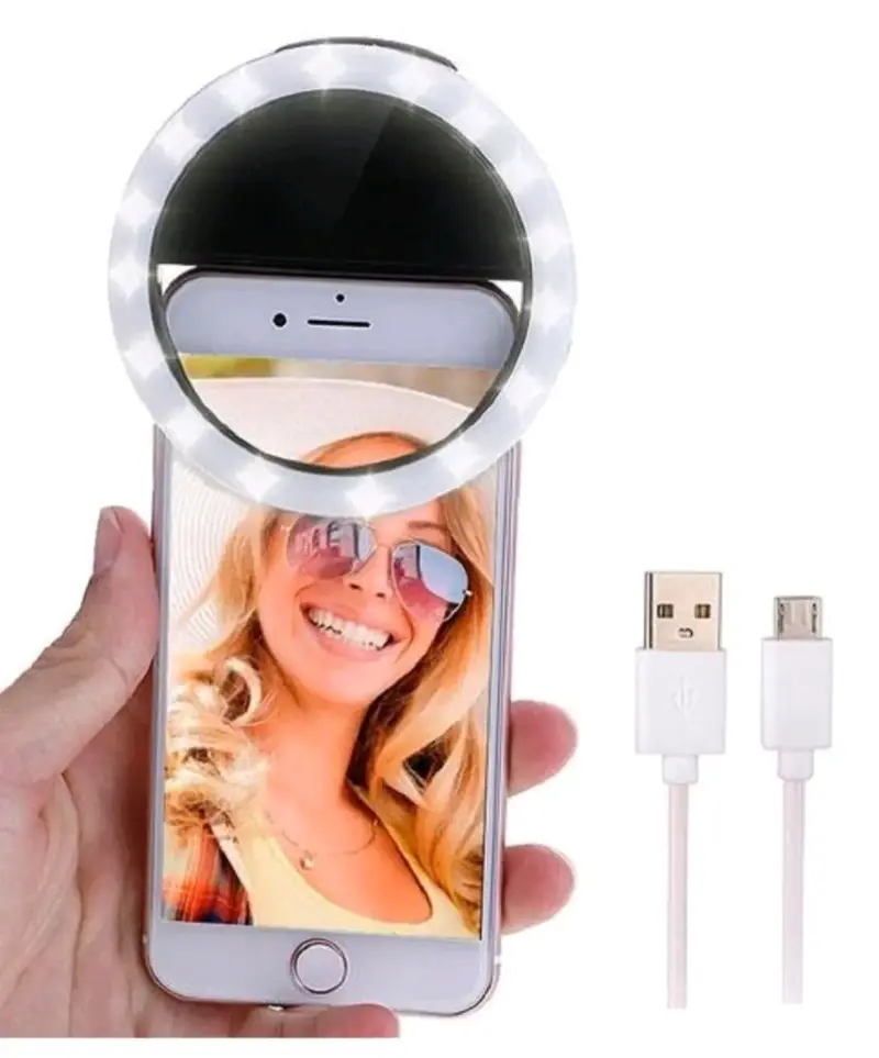 Aro de luz LED para selfies con clip - 1