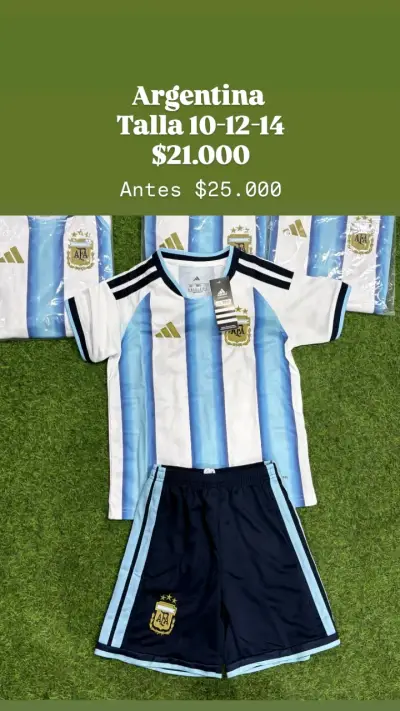 Conjunto de Fútbol Argentina Talla 10-12-14 - miniatura 1