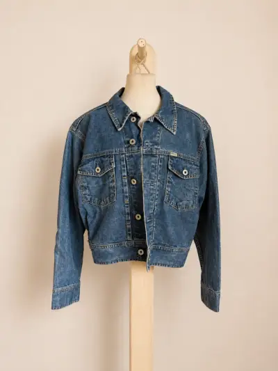 Chaqueta de mezclilla azul para mujer - miniatura 1