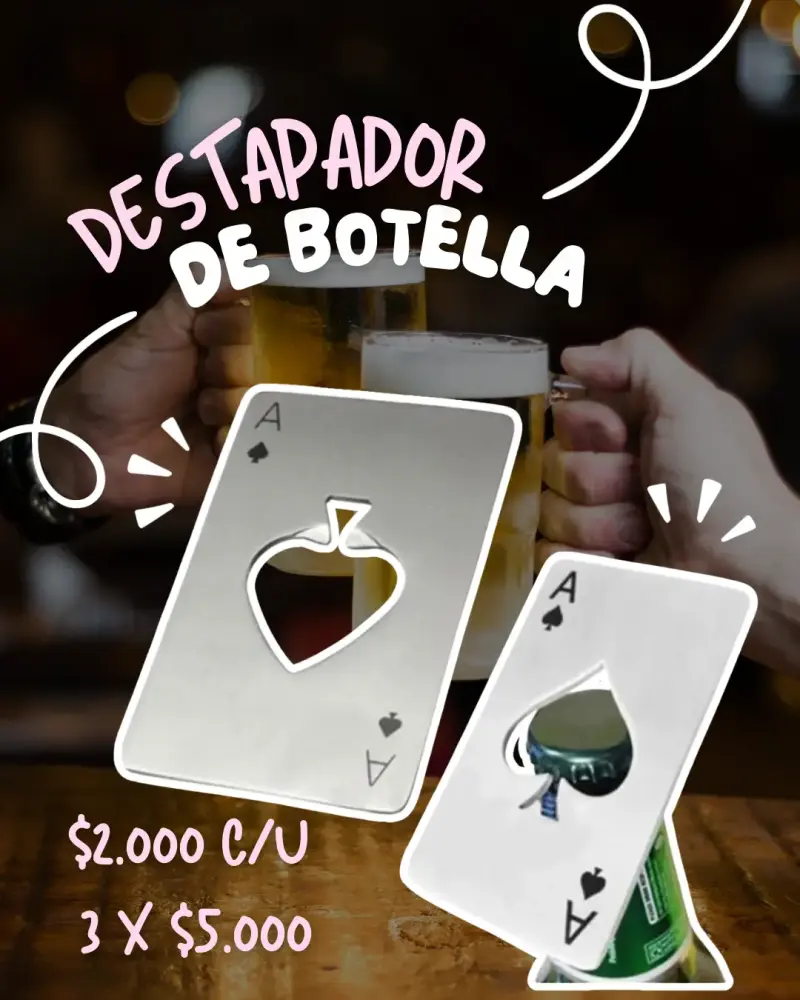 Destapador de Botellas en Forma de Carta